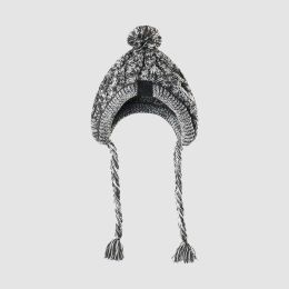 Fur Ball Warm And Windproof Fluffy Ball Knitting Method Dog Fighting Hat (Option: Grey-S)